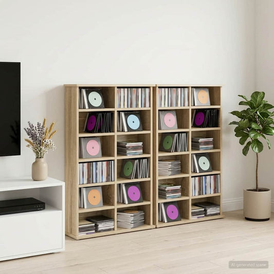 vidaXL Ντουλάπα CD 2 τμχ. Sonoma Δρυς 60 x 17 x 92 εκ.