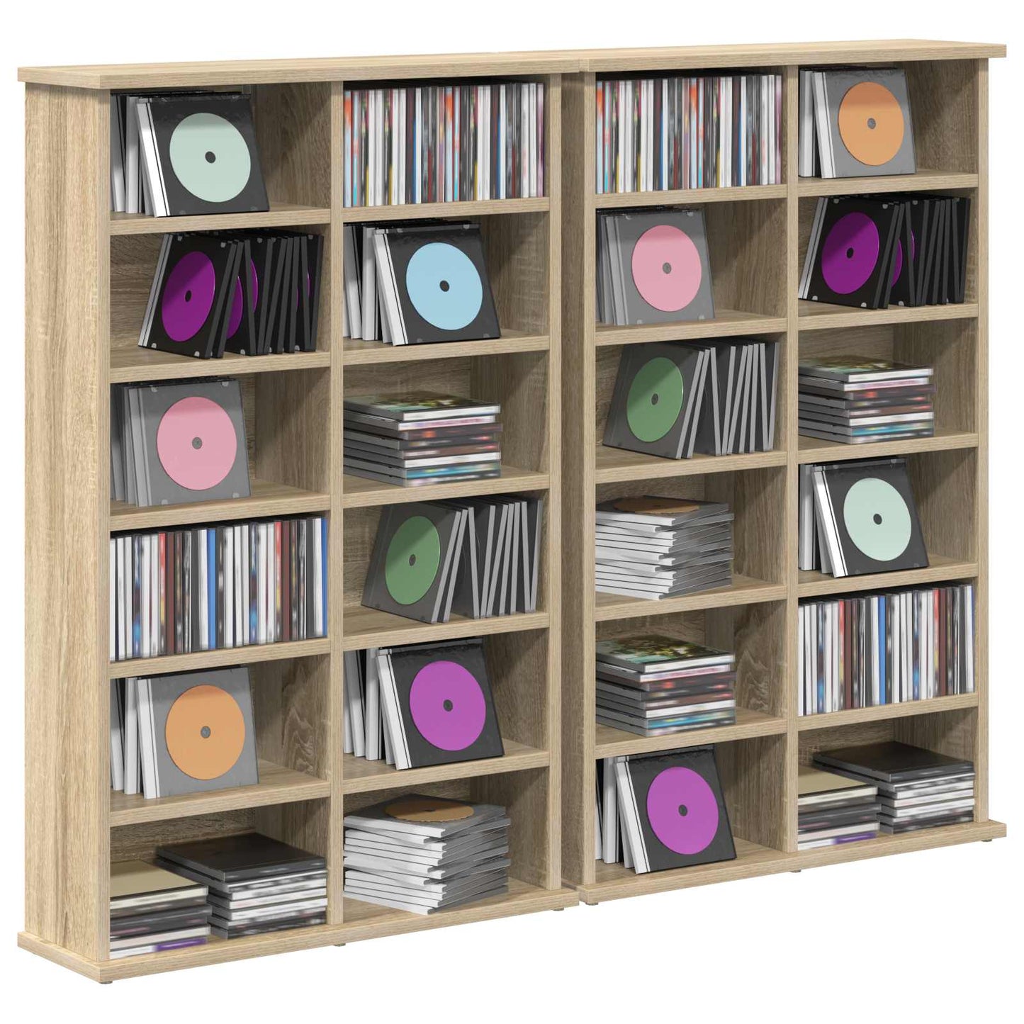 vidaXL Ντουλάπα CD 2 τμχ. Sonoma Δρυς 60 x 17 x 92 εκ.