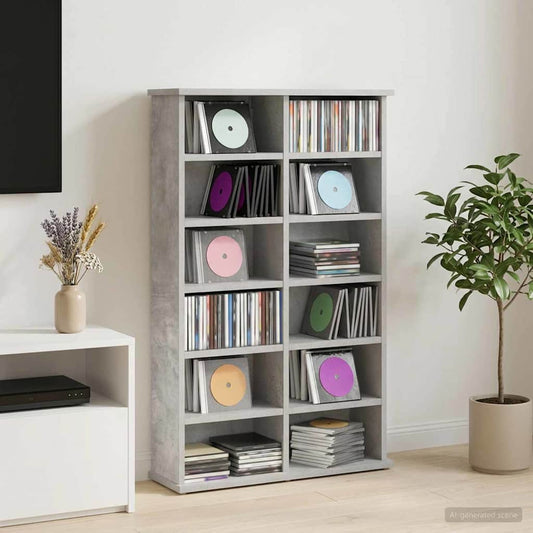 vidaXL Ντουλάπα CD Γκρι Σκυροδέματος 60 x 17 x 92 εκ.
