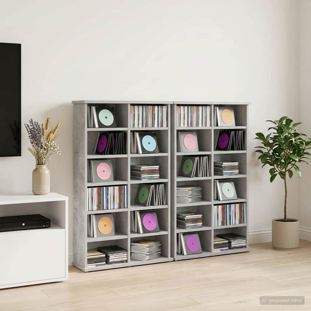 vidaXL Ντουλάπα CD 2 τμχ. Γκρι Σκυροδέματος 60 x 17 x 92 εκ.