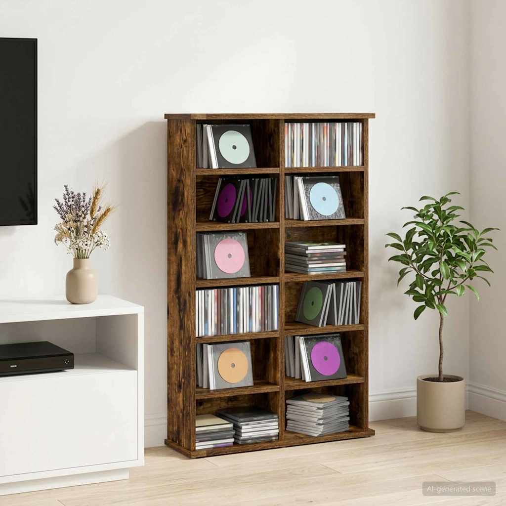 vidaXL Ντουλάπα CD Καπνισμένο Ξύλο Δρυός 60 x 17 x 92 εκ.