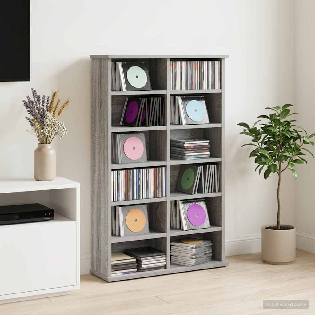 vidaXL Ντουλάπα CD Γκρι Sonoma 60 x 17 x 92 εκ. Επεξεργασμένο Ξύλο