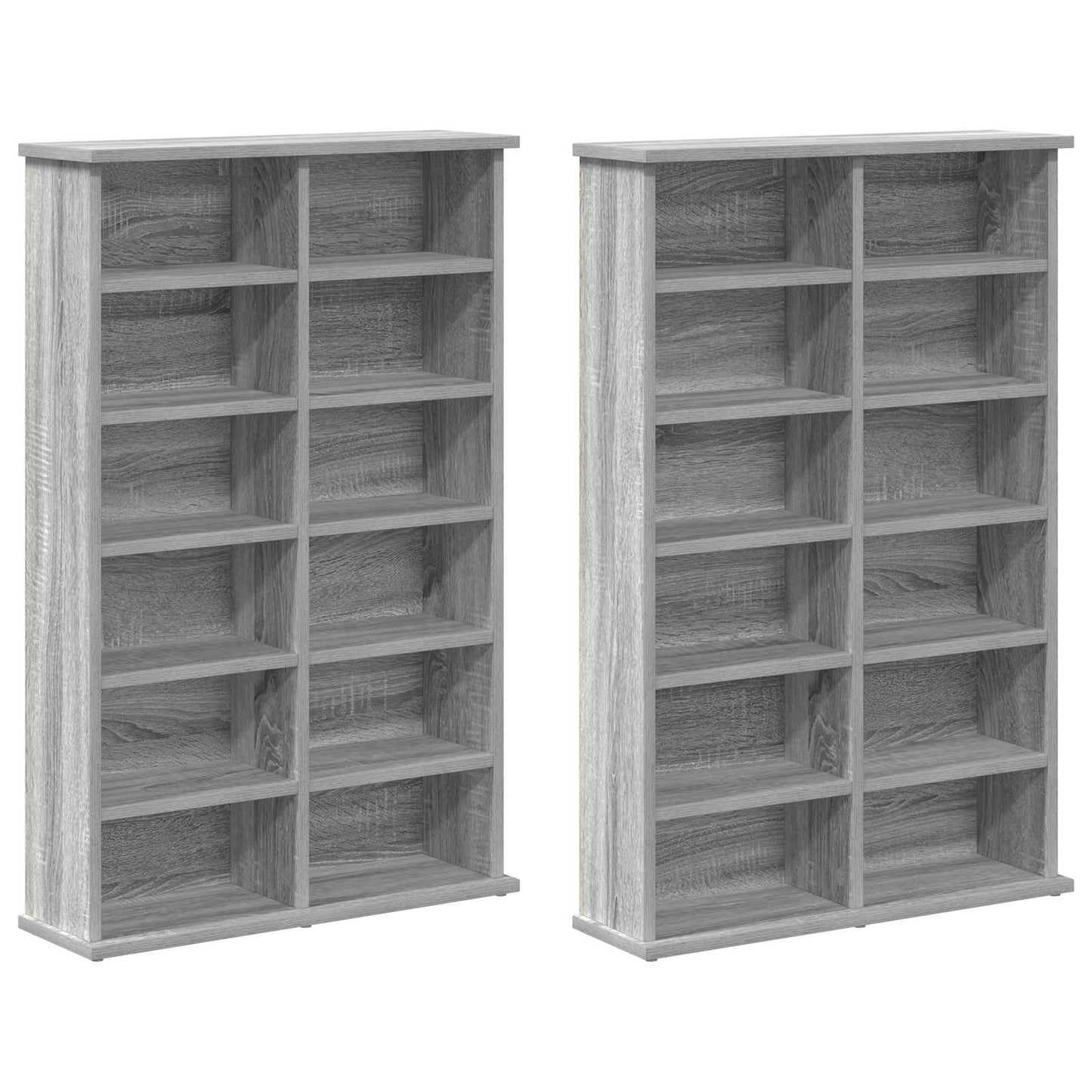 vidaXL Ντουλάπα CD 2 τμχ. Γκρι Sonoma 60 x 17 x 92 εκ.