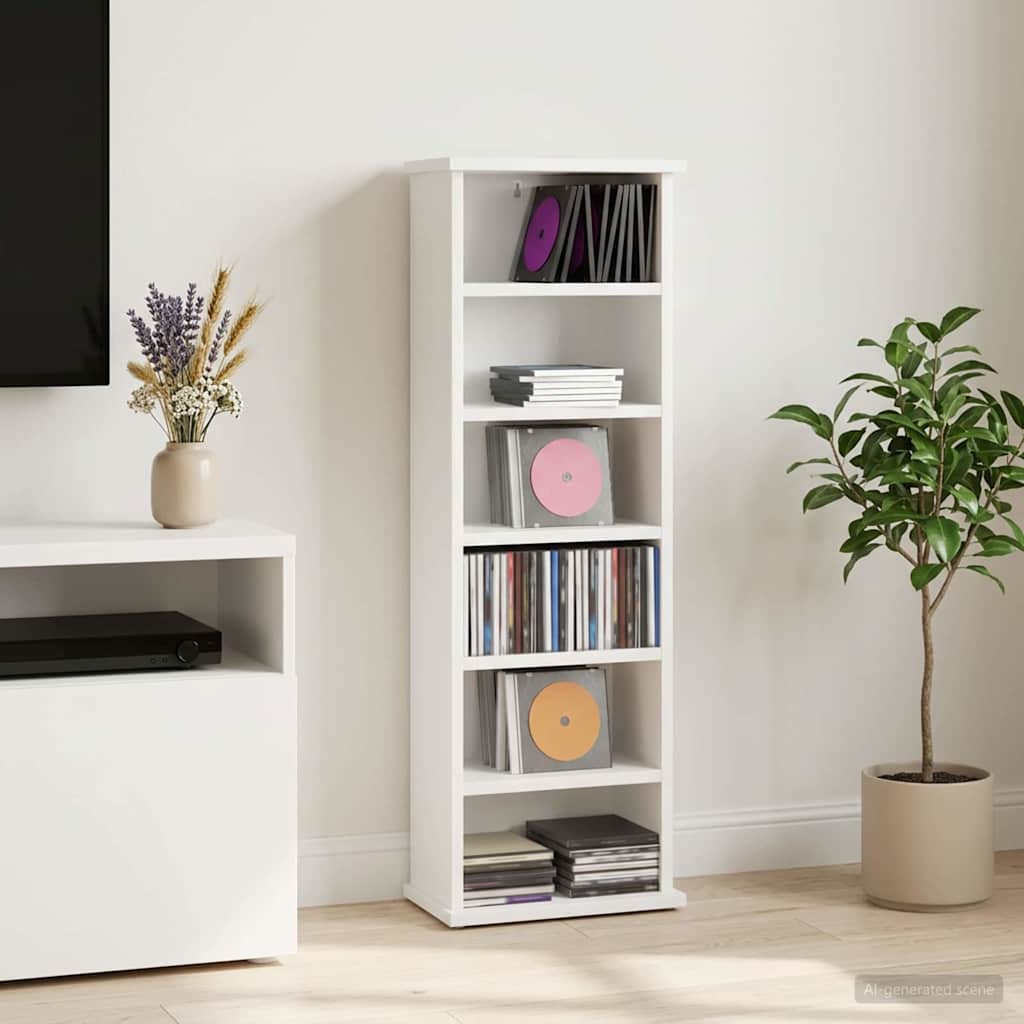 vidaXL Ντουλάπα CD Λευκό 32 x 17 x 92 εκ. Επεξεργασμένο Ξύλο