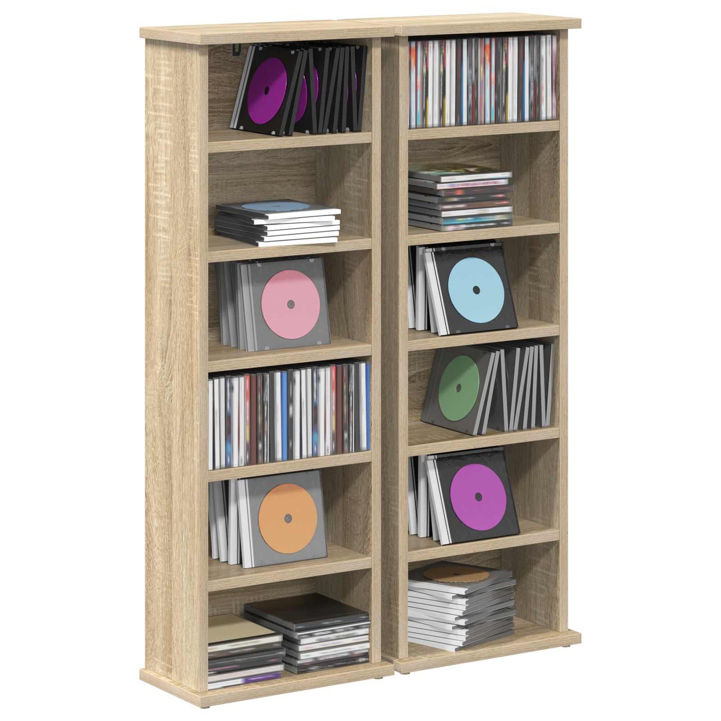 vidaXL Ντουλάπα CD 2 τμχ. Sonoma Δρυς 60 x 17 x 92 εκ.
