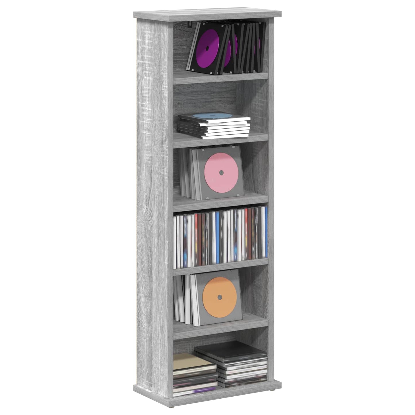 vidaXL Ντουλάπα CD Γκρι Sonoma 60 x 17 x 92 εκ. Επεξεργασμένο Ξύλο