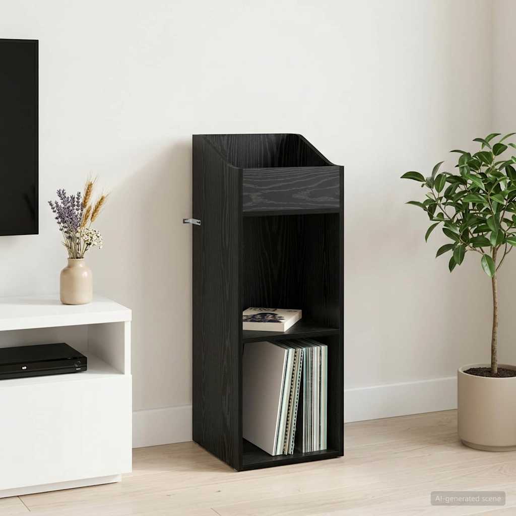 vidaXL Ντουλάπι δίσκων βινυλίου Μαύρη Δρυς 36 x 36 x 95,5 εκ