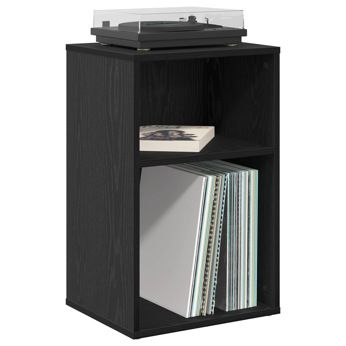 vidaXL Ντουλάπι δίσκων βινυλίου Μαύρη Δρυς 38 x 33 x 61 εκ