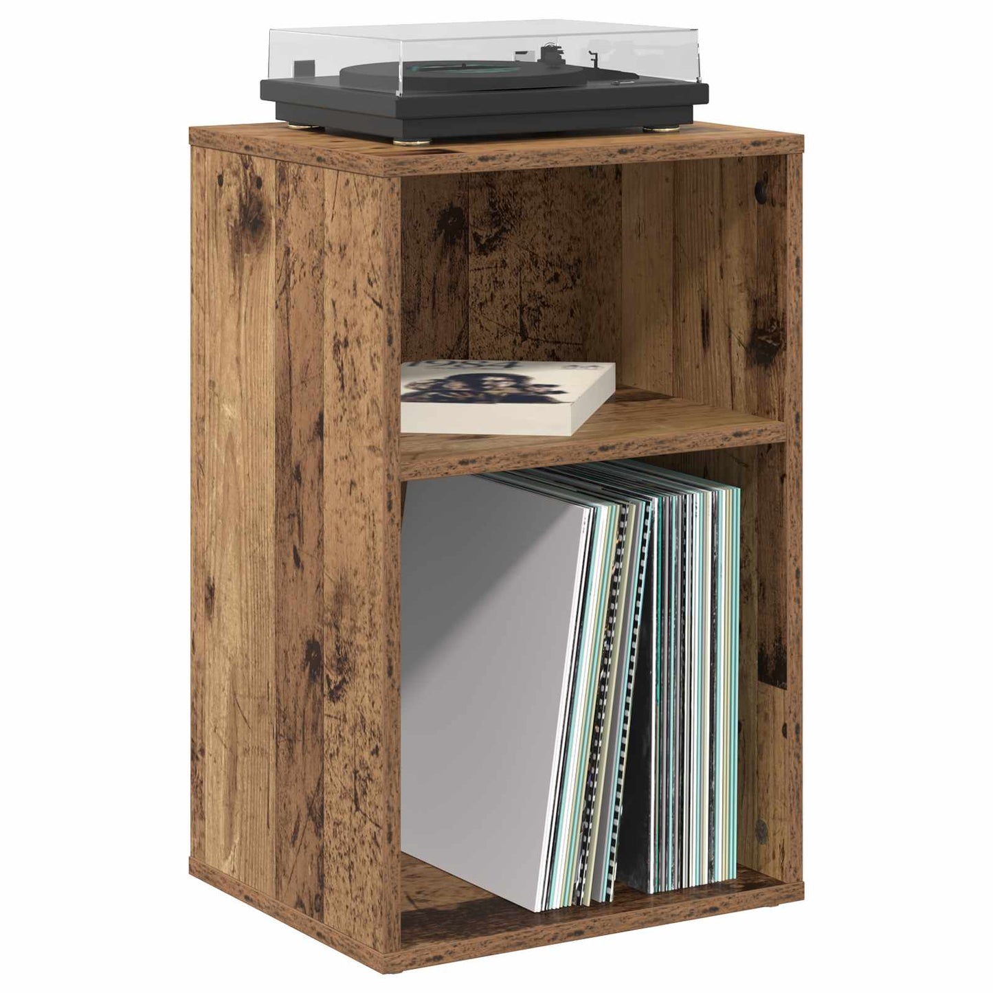 vidaXL Ντουλάπι δίσκων βινυλίου Παλαιωμένο ξύλο 38 x 33 x 61 εκ