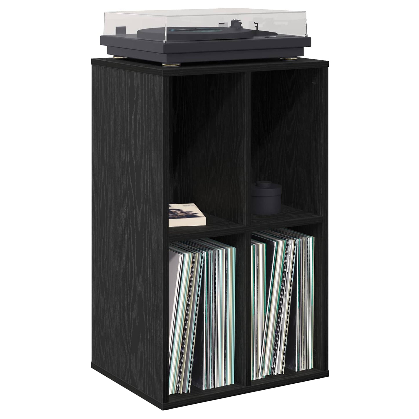 vidaXL Ντουλάπι δίσκων βινυλίου Μαύρη Δρυς 44,5 x 36,5 x 74,5 εκ