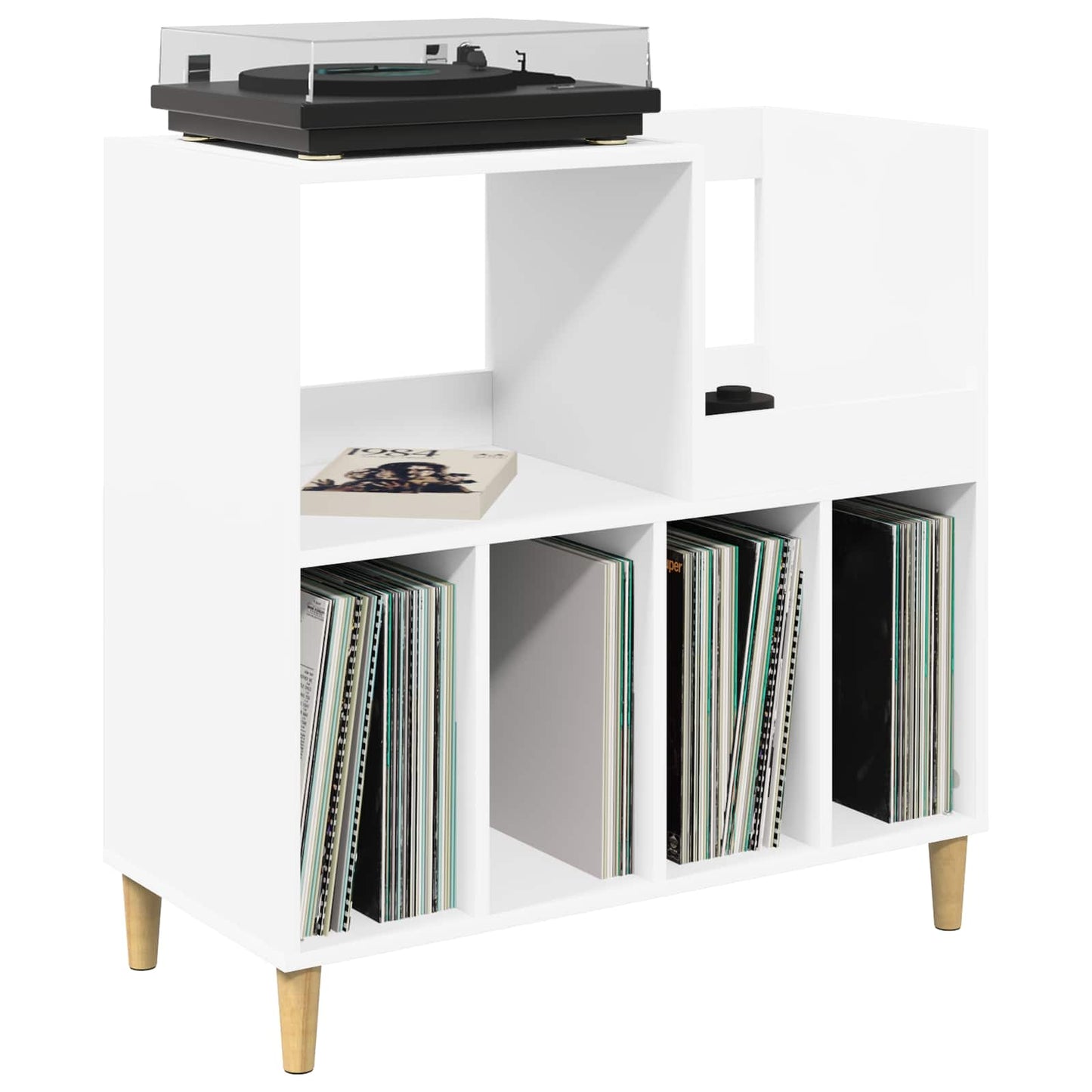vidaXL Βάση πικάπ Λευκό 82 x 39,5 x 82,5 εκ Επεξεργασμένο Ξύλο