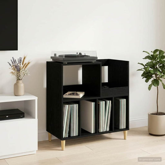 vidaXL Βάση πικάπ Μαύρη Δρυς 82 x 39,5 x 82,5 εκ Επεξεργασμένο Ξύλο