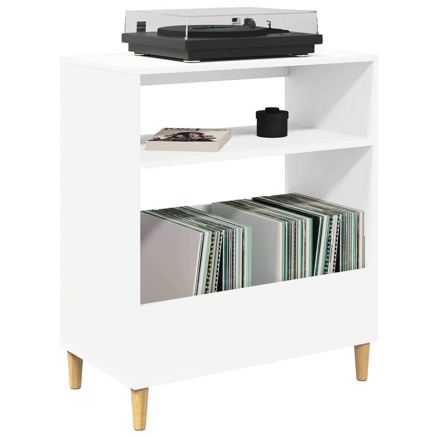 vidaXL Βάση πικάπ Λευκό 71 x 39,5 x 83 εκ. Επεξεργασμένο Ξύλο
