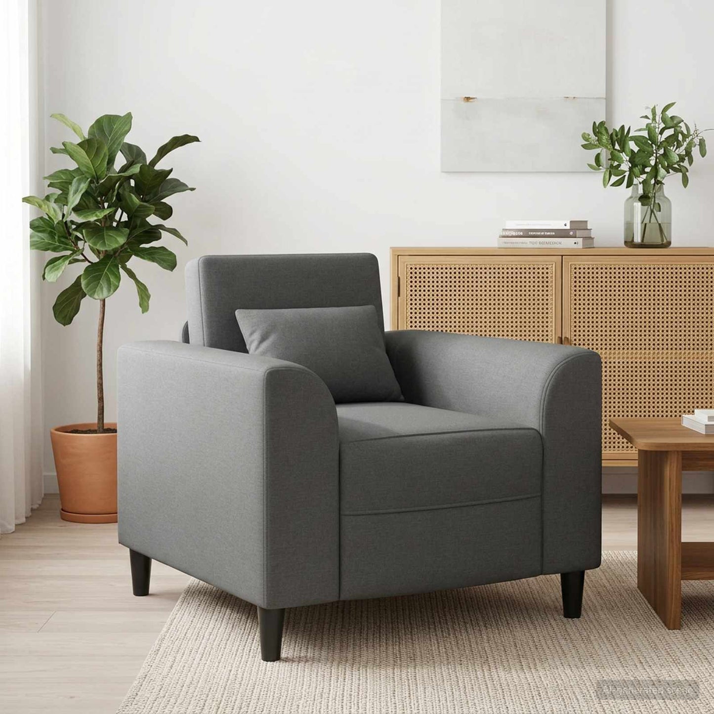 vidaXL Πολυθρόνα Σκούρο Γκρι Ύφασμα