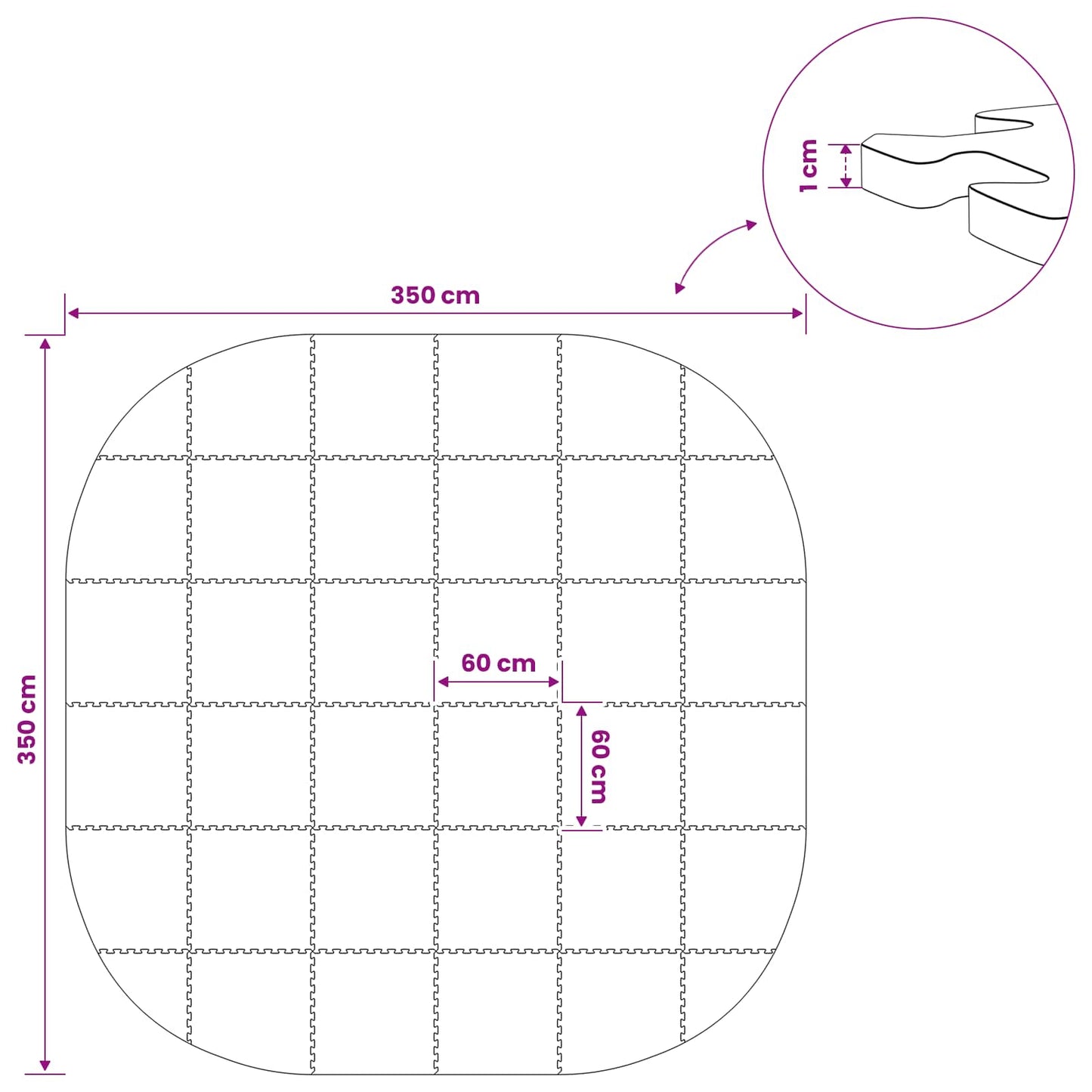 vidaXL Χαλάκι για Πισίνα 36 τμχ. Ø 350 cm Γύρος Φελιζόλ EVA Μαύρο