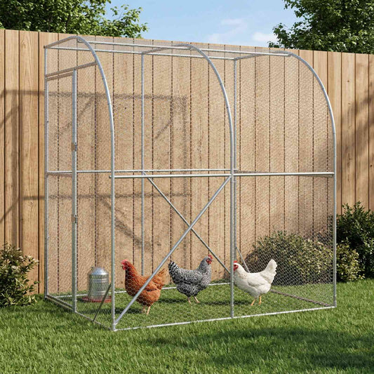 vidaXL Κοτέτσι Ασημί 200 x 200 x 215 εκ Γαλβανισμένος Χάλυβας