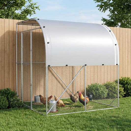 vidaXL Κοτέτσι Ασημί 200 x 200 x 215 εκ Γαλβανισμένος Χάλυβας