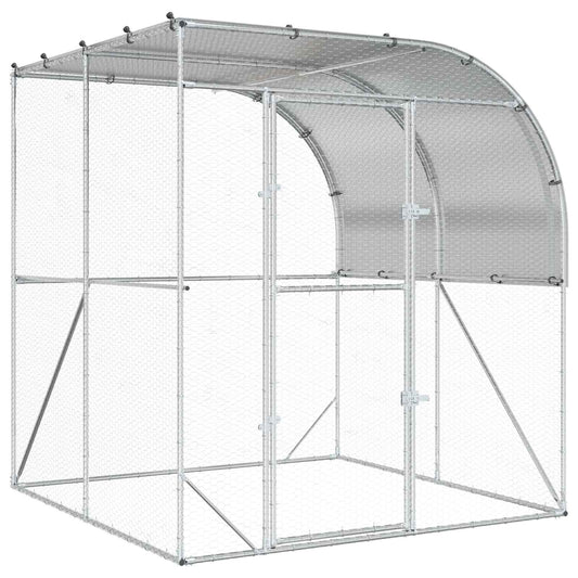 vidaXL Κοτέτσι Ασημί 200 x 200 x 215 εκ Γαλβανισμένος Χάλυβας