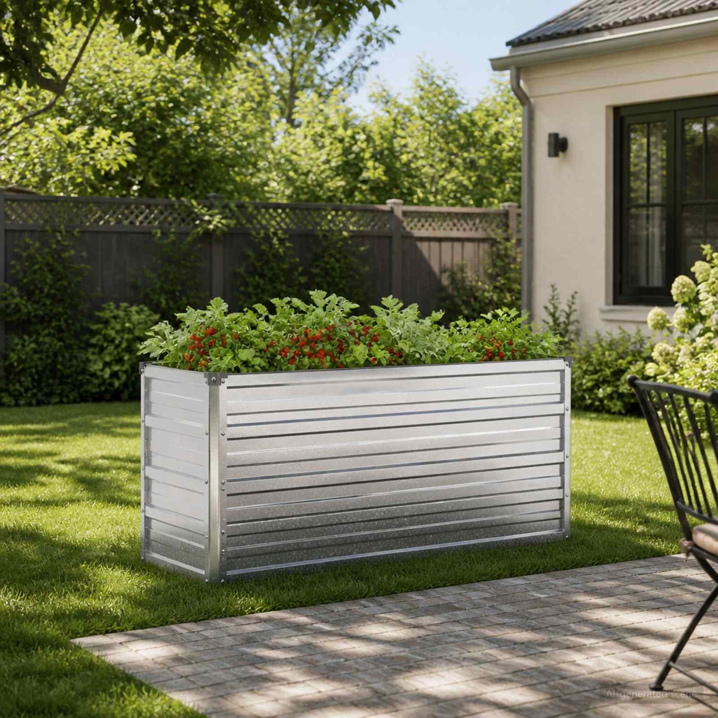 vidaXL Υψωμένο Κρεβάτι Κήπου Ασημί 100 x 40 x 55 cm γαλβανισμένο