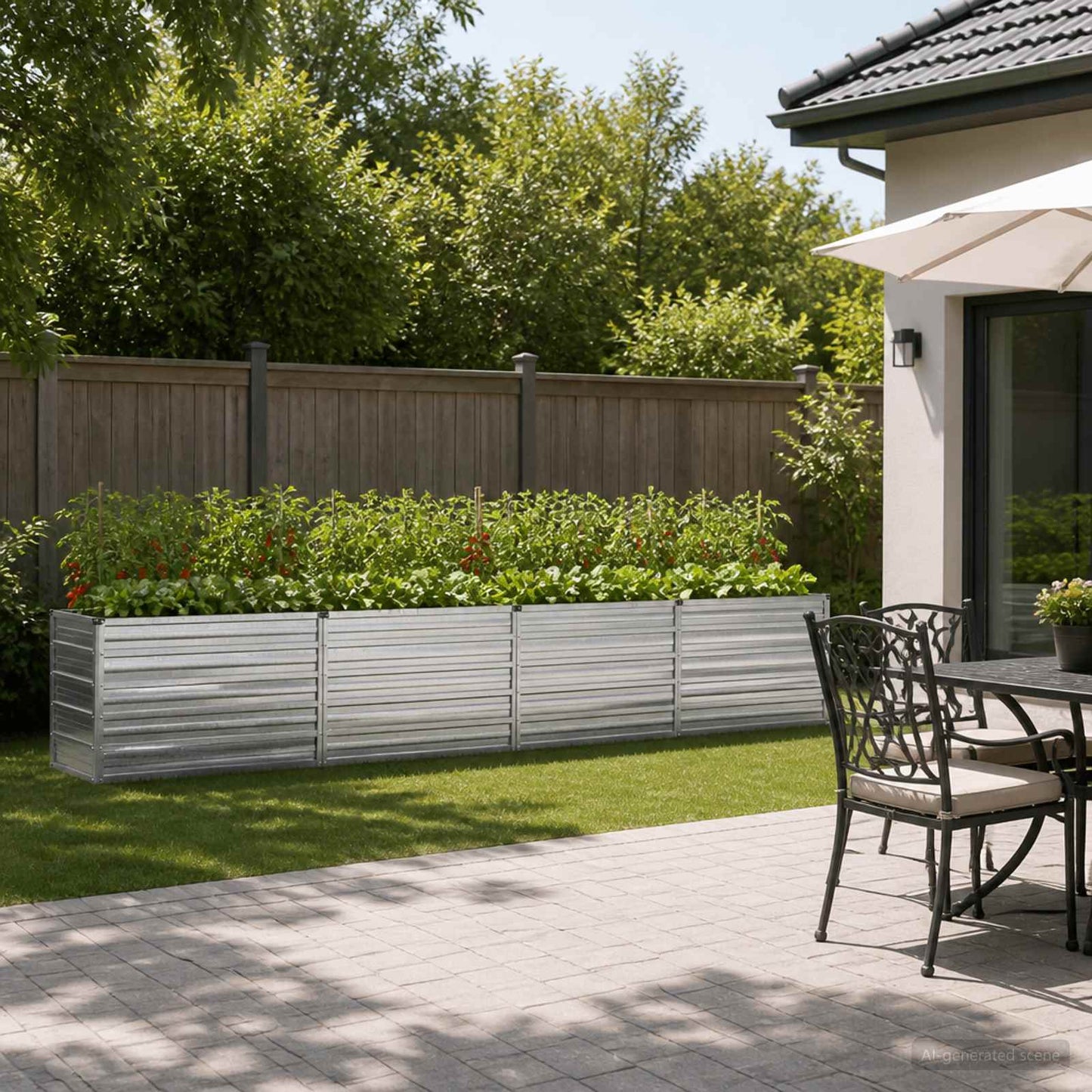 vidaXL Υψωμένο Κρεβάτι Κήπου Ασημί 320 x 40 x 55 εκ. γαλβανισμένο
