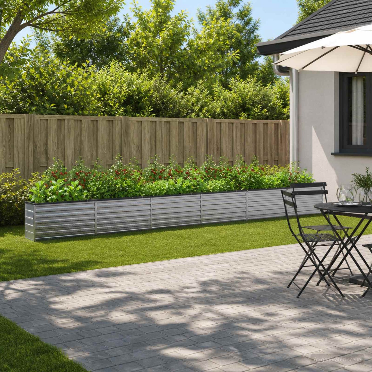 vidaXL Υψωμένο Κρεβάτι Κήπου Ασημί 600 x 40 x 55 εκ. γαλβανισμένο