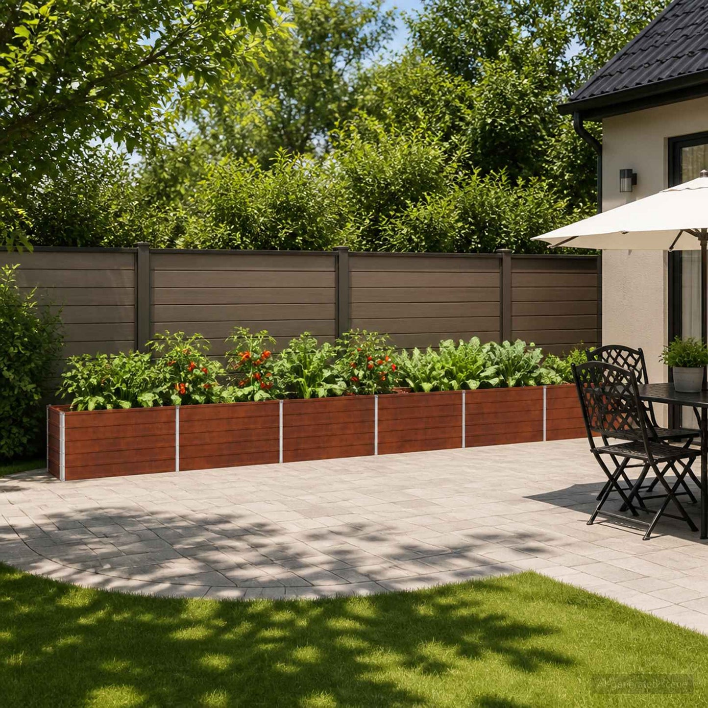 vidaXL Υψωμένο Κρεβάτι Κήπου Σκ rusty 600 x 40 x 55 εκ. κοντόν