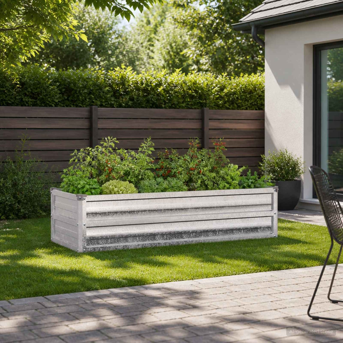 vidaXL Υψωμένο Κρεβάτι Κήπου Ασημί 100 x 40 x 24 εκ. γαλβανισμένο