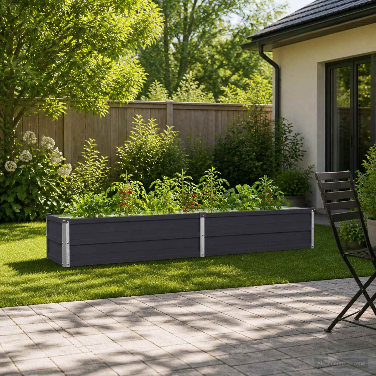 vidaXL Υψωμένο Κρεβάτι Κήπου Ανθρακί 160 x 40 x 24 εκ.