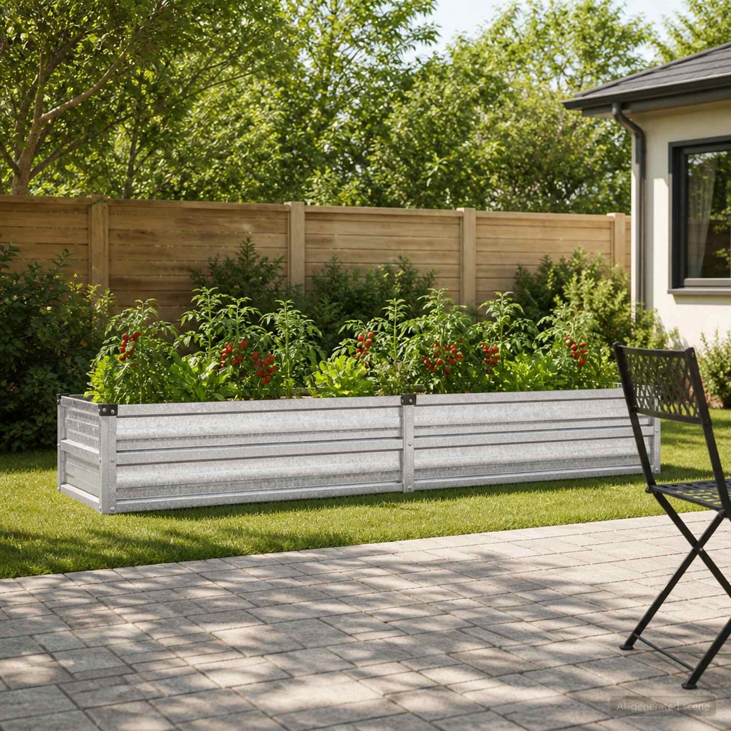 vidaXL Υψωμένο Κρεβάτι Κήπου Ασημί 160 x 40 x 24 εκ. γαλβανισμένο