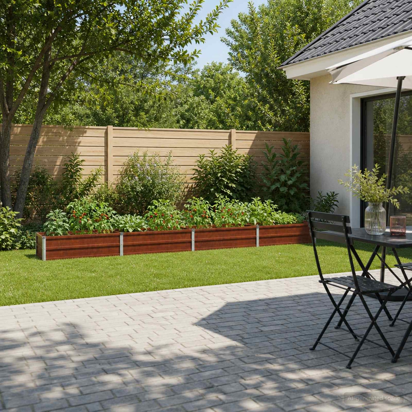 vidaXL Υψωμένο Κρεβάτι Κήπου Σκ rusty 320 x 40 x 24 εκ. κοντόν