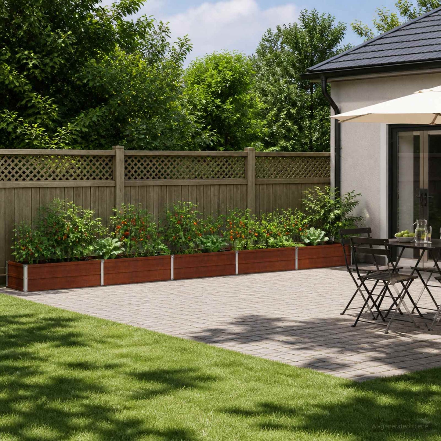 vidaXL Υψωμένο Κρεβάτι Κήπου Σκ rusty 400 x 40 x 24 εκ. κοντόν
