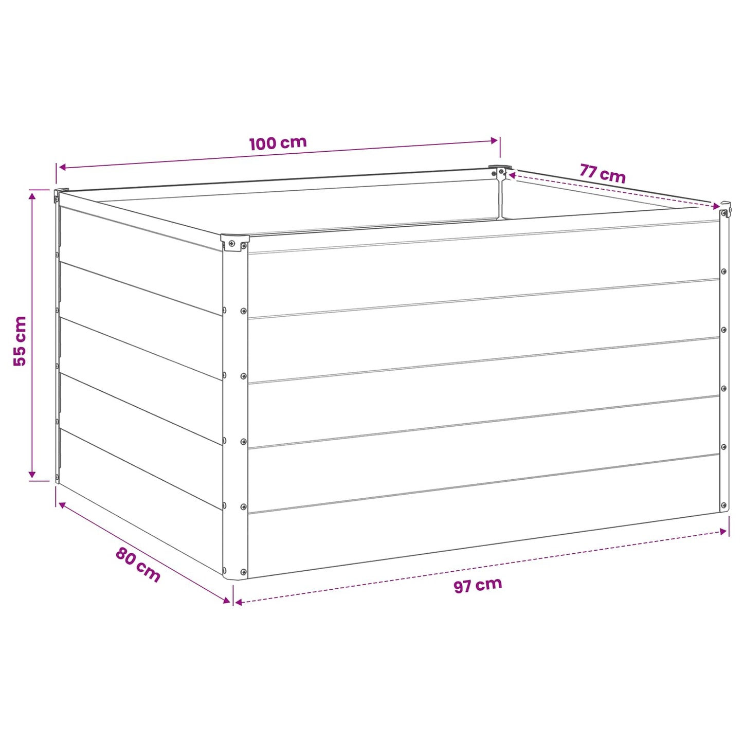 vidaXL Υψωμένο Κρεβάτι Κήπου Μαύρο 100 x 80 x 55 εκ.