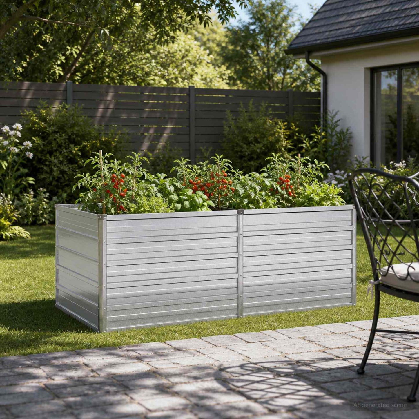 vidaXL Υψωμένο Κρεβάτι Κήπου Ασημί 160 x 80 x 55 εκ. γαλβανισμένο
