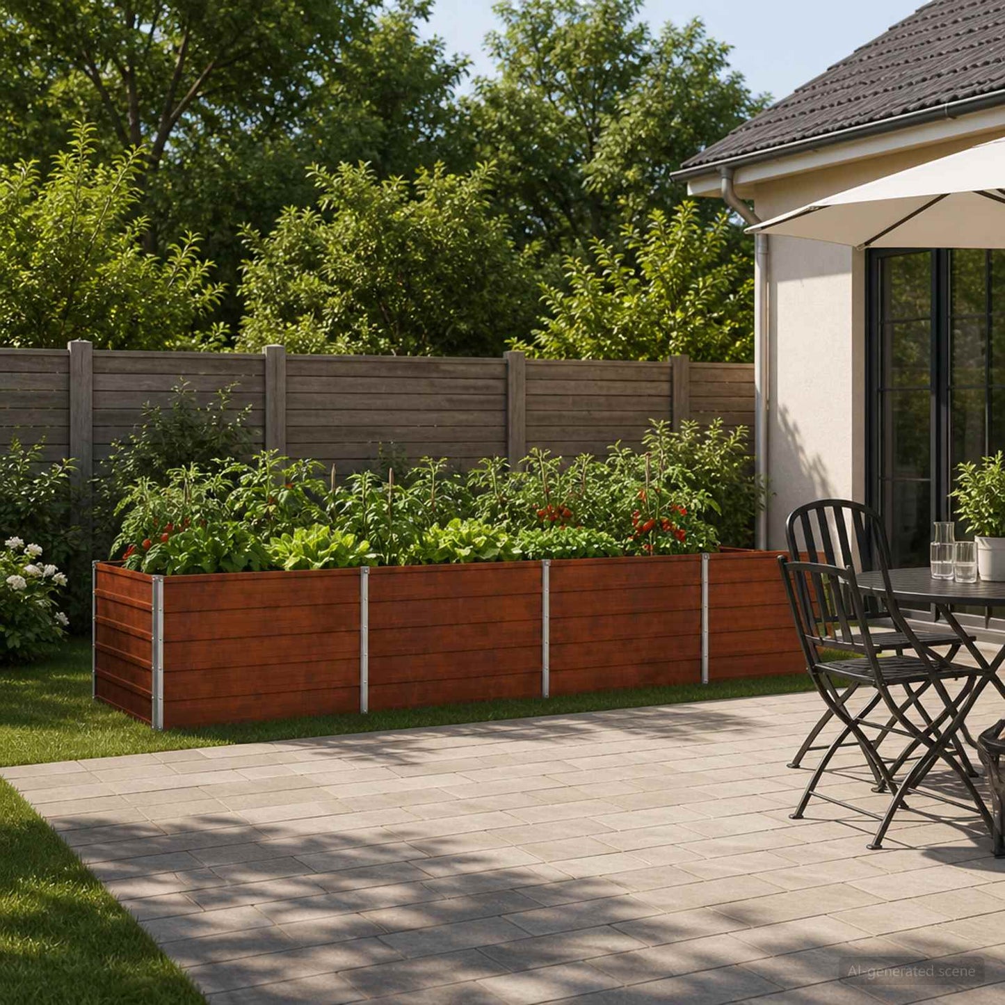 vidaXL Υψωμένο Κρεβάτι Κήπου Σκ rusty 320 x 80 x 55 εκ. κοντόν