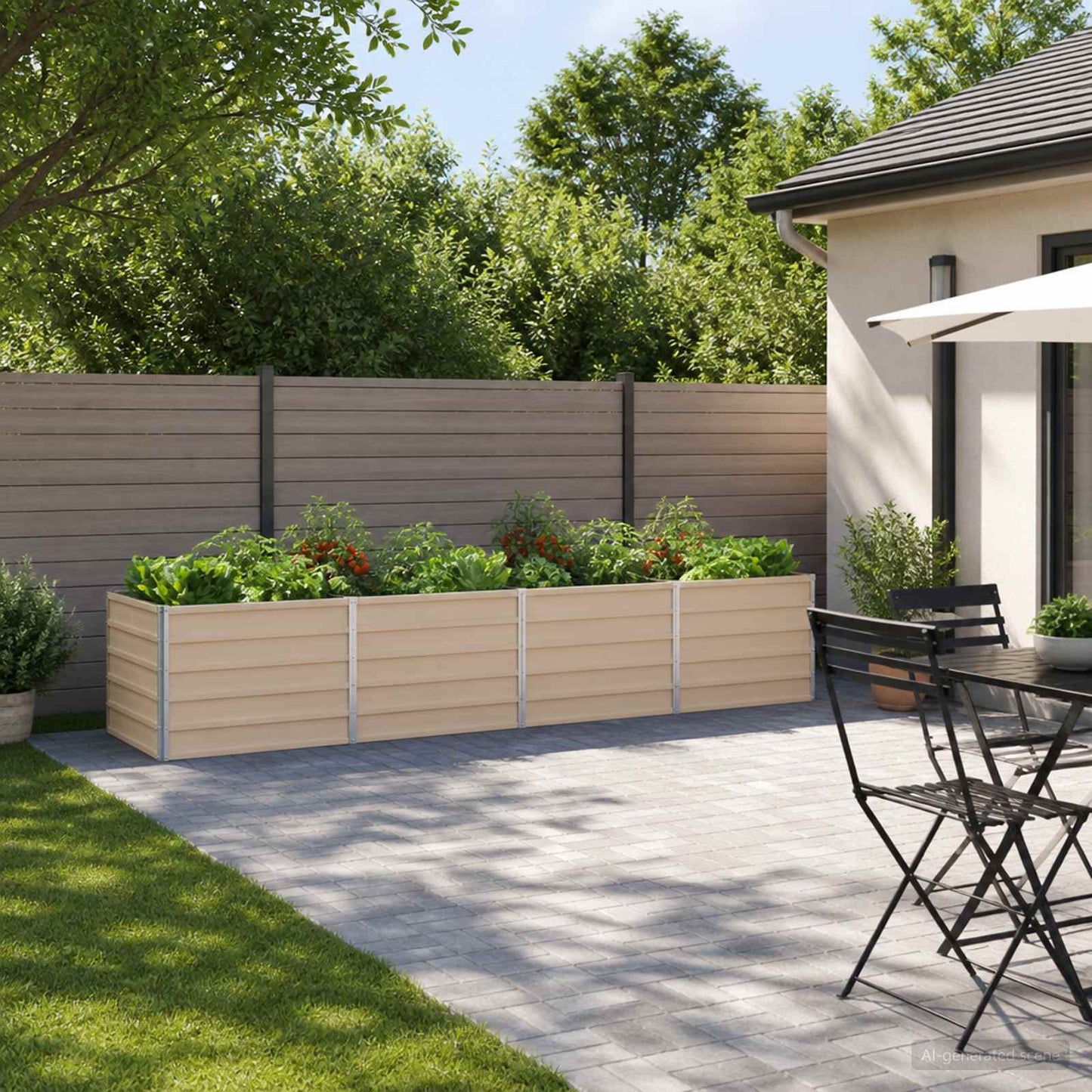 vidaXL Υψωμένο Κρεβάτι Κήπου Ελεφαντόδοντο 320 x 80 x 55 εκ.