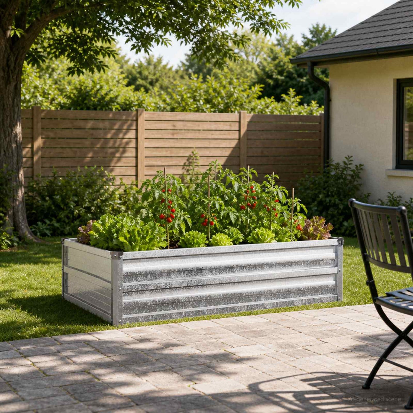 vidaXL Υψωμένο Κρεβάτι Κήπου Ασημί 100 x 80 x 24 εκ. γαλβανισμένο