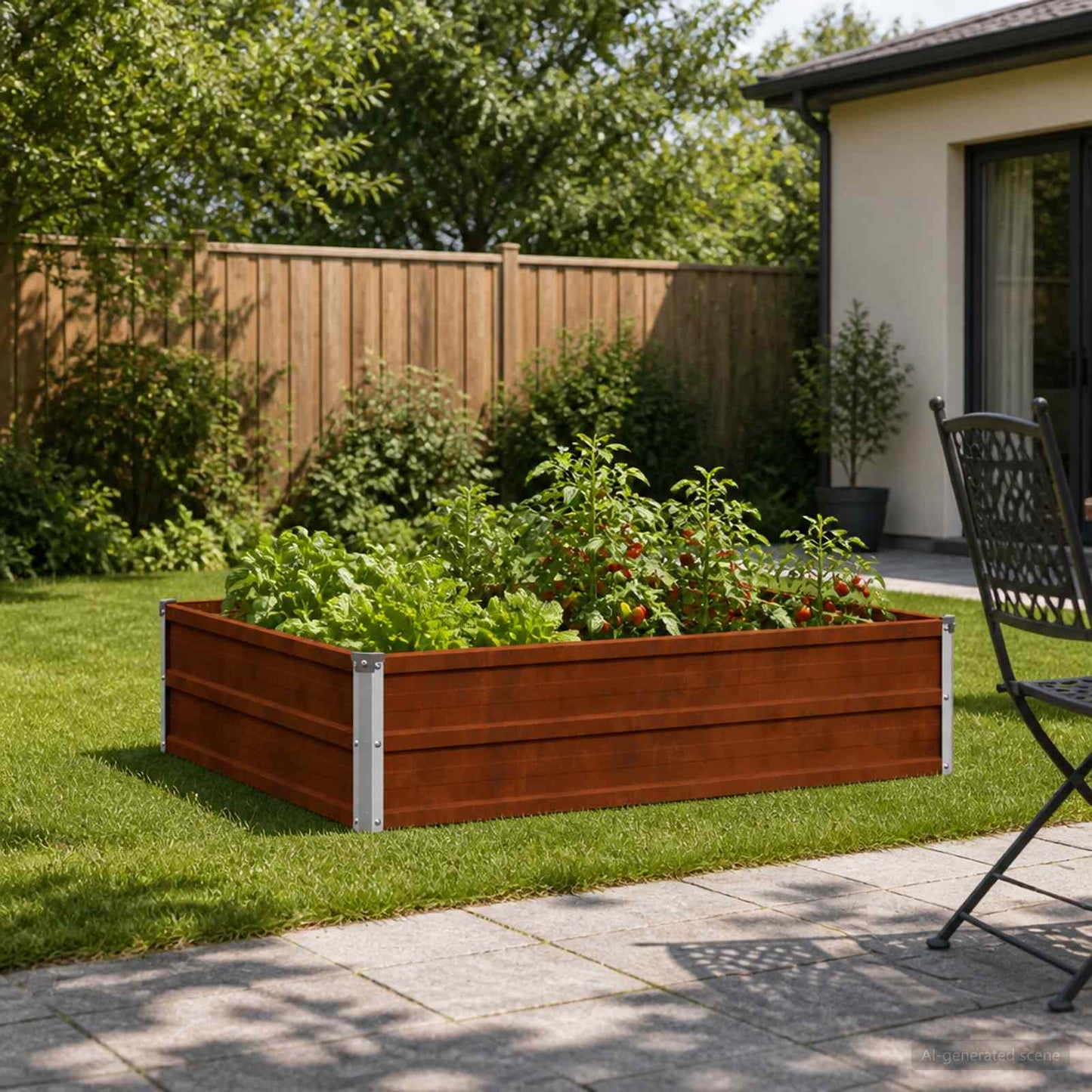 vidaXL Υψωμένο Κρεβάτι Κήπου Σκ rusty 100 x 80 x 24 εκ. κοντόν