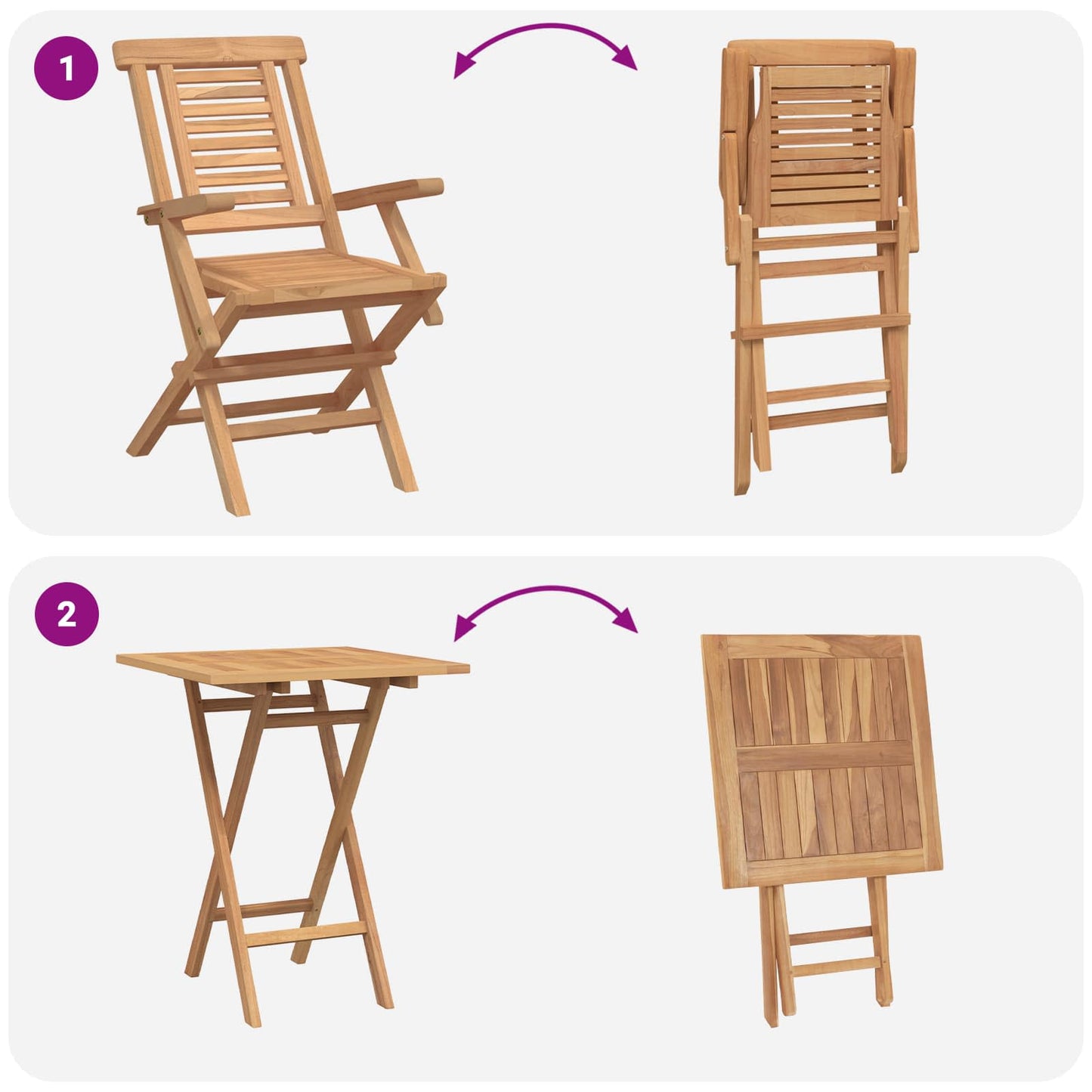 vidaXL Σετ Κήπου 5 τμχ. Καφέ Συμπαγές ξύλο teak