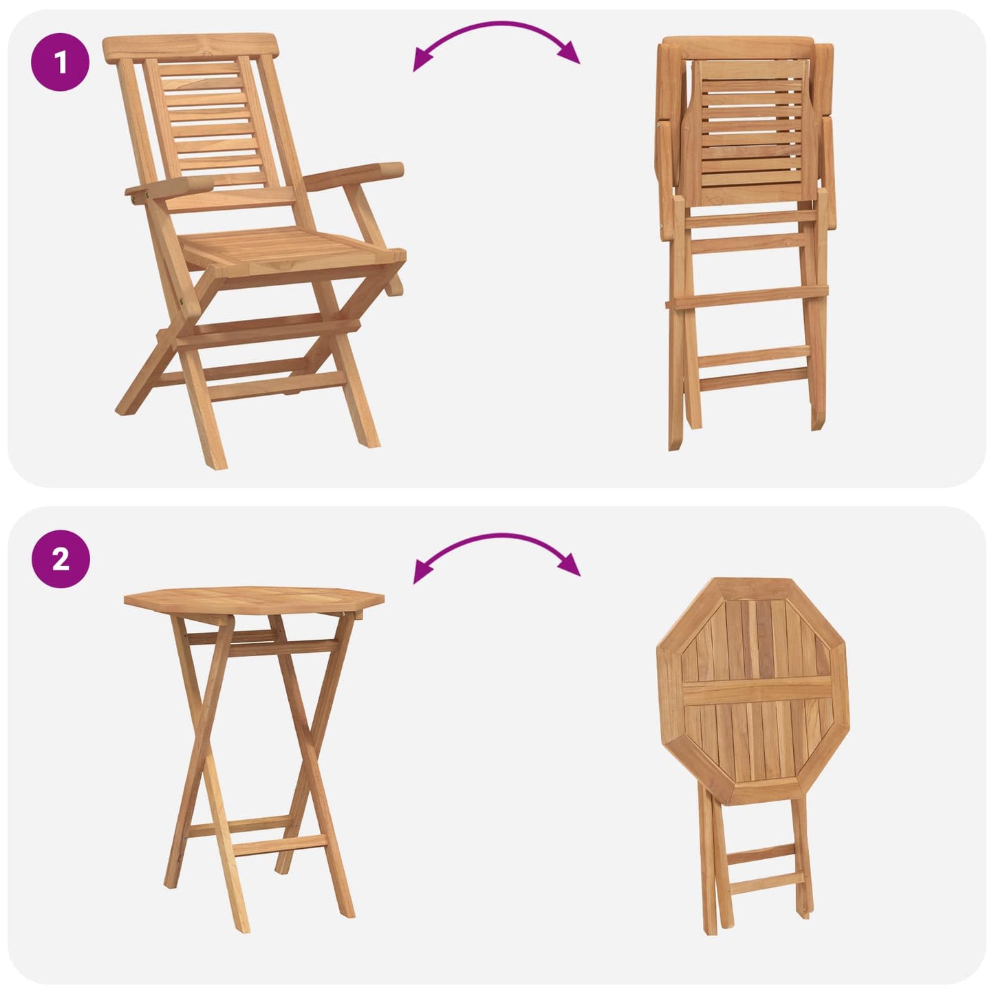 vidaXL Σετ Κήπου 5 τμχ. Καφέ Συμπαγές ξύλο teak