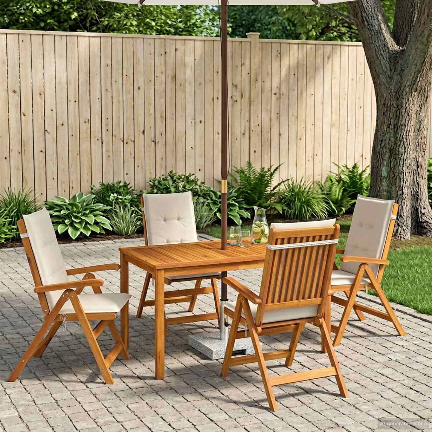 vidaXL 5-Piece Garden Dining Set Φυσικό Στερεό Ξύλο Ακακίας