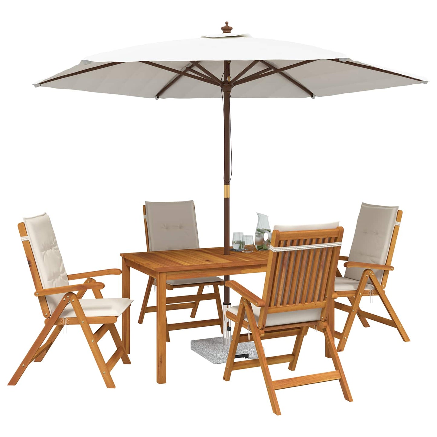 vidaXL 5-Piece Garden Dining Set Φυσικό Στερεό Ξύλο Ακακίας