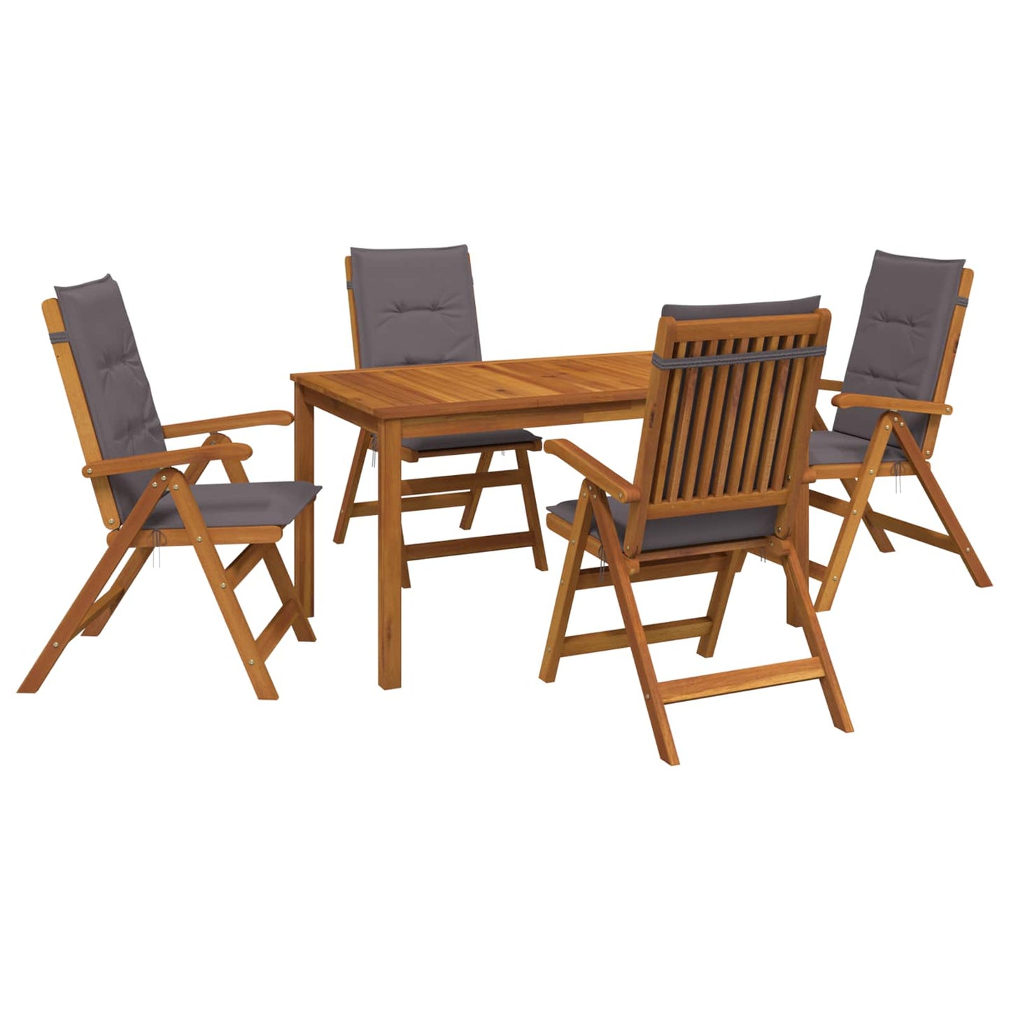 vidaXL 5-Piece Garden Dining Set Φυσικό Στερεό Ξύλο Ακακίας