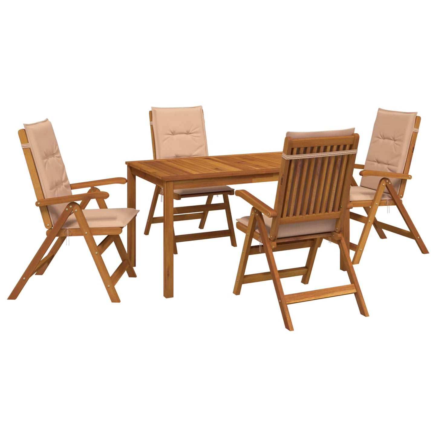 vidaXL 5-Piece Garden Dining Set Φυσικό Στερεό Ξύλο Ακακίας