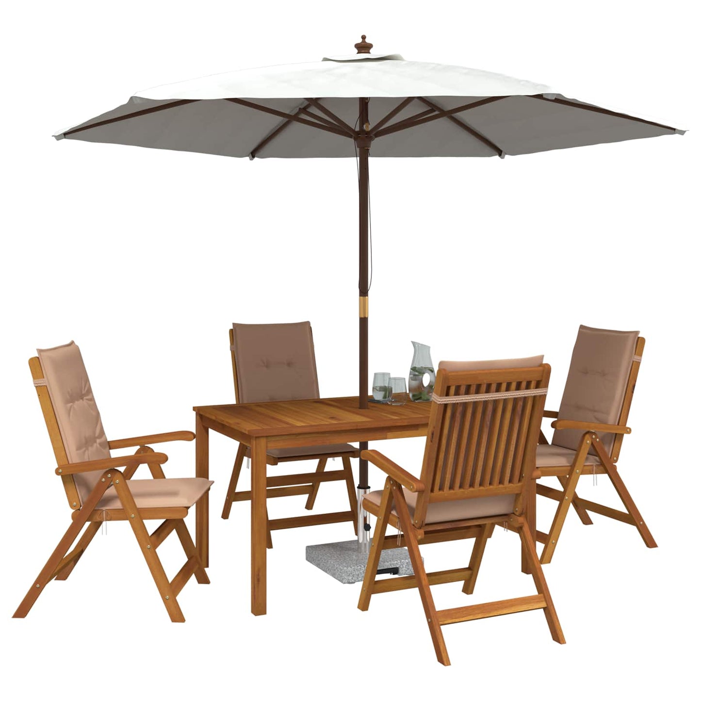 vidaXL 5-Piece Garden Dining Set Φυσικό Στερεό Ξύλο Ακακίας