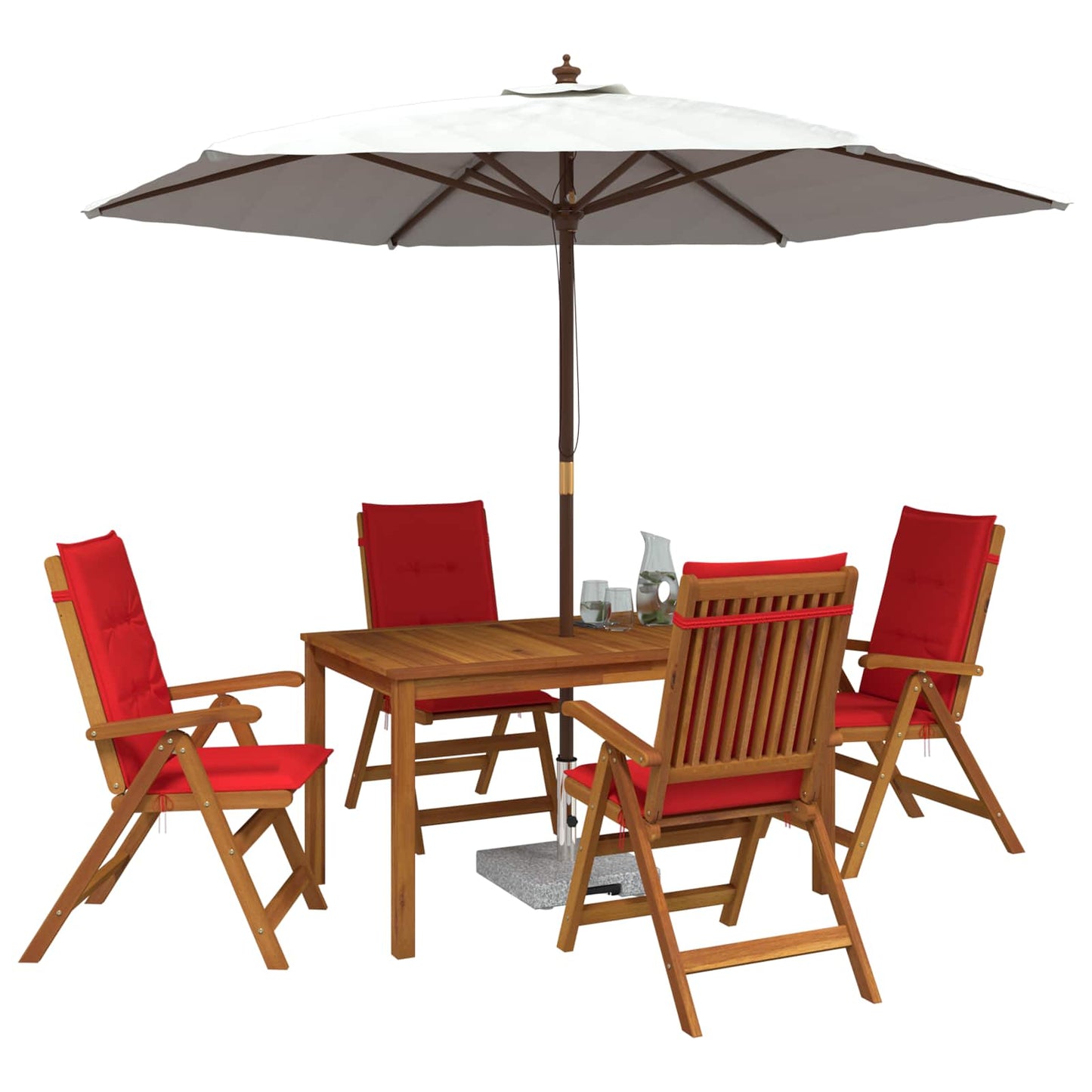 vidaXL 5-Piece Garden Dining Set Φυσικό Στερεό Ξύλο Ακακίας