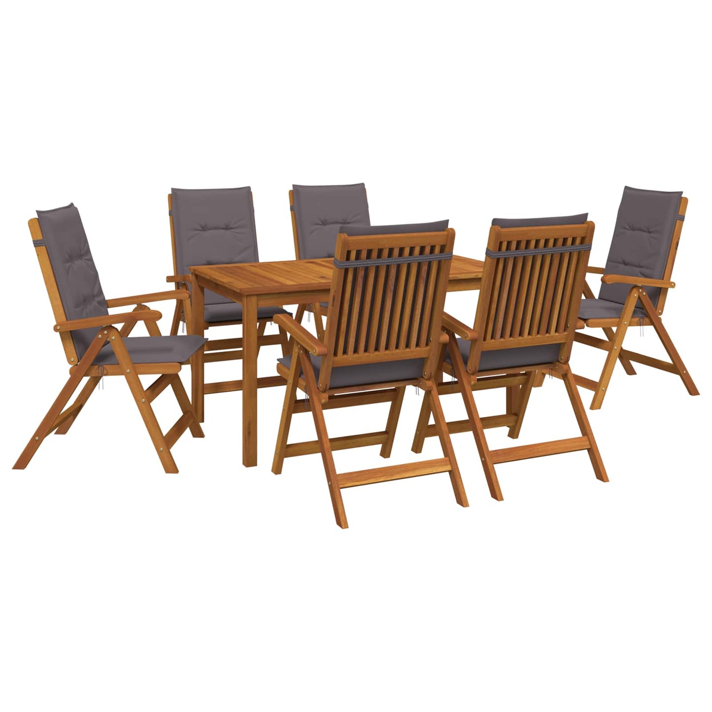 vidaXL 7-Piece Garden Dining Set Φυσικό Στερεό Ξύλο Ακακίας