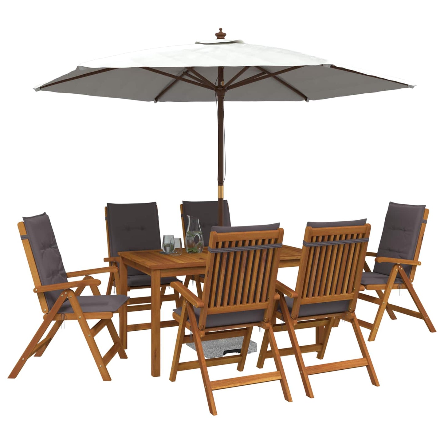 vidaXL 7-Piece Garden Dining Set Φυσικό Στερεό Ξύλο Ακακίας