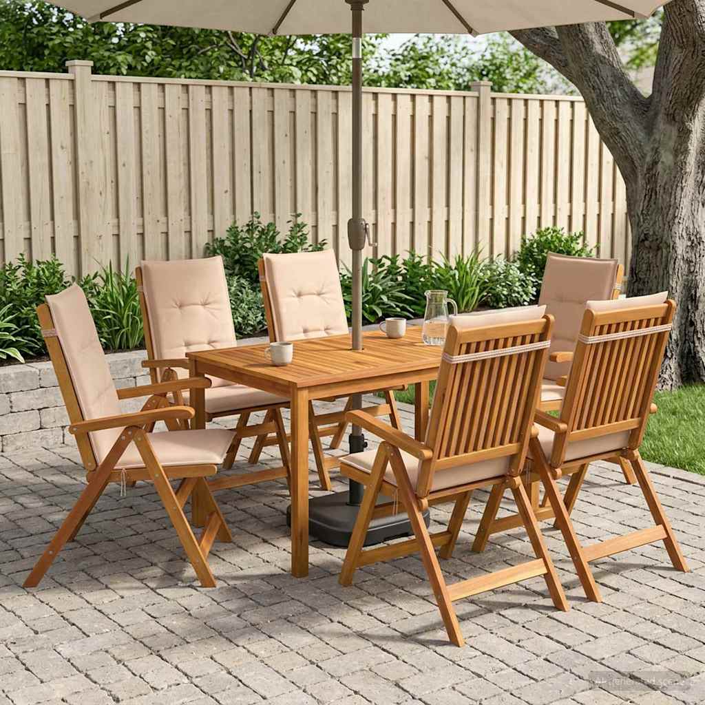 vidaXL 7-Piece Garden Dining Set Φυσικό Στερεό Ξύλο Ακακίας