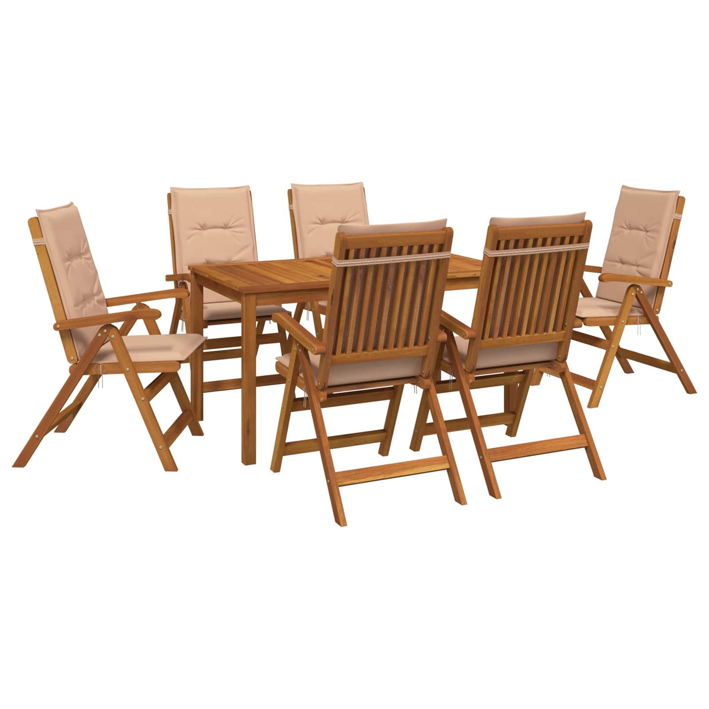 vidaXL 7-Piece Garden Dining Set Φυσικό Στερεό Ξύλο Ακακίας