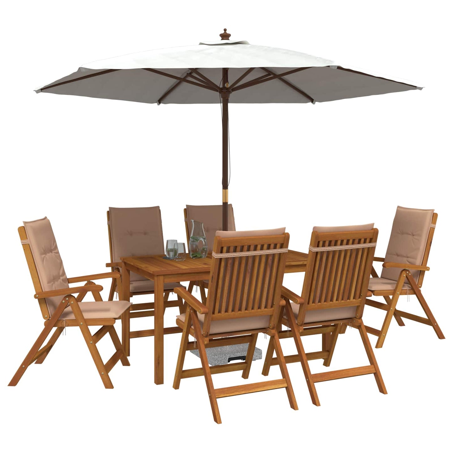 vidaXL 7-Piece Garden Dining Set Φυσικό Στερεό Ξύλο Ακακίας